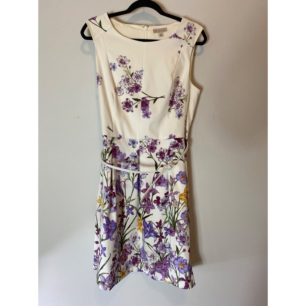 Dressbarn Purple Floral Sleeveless Dress Size 12